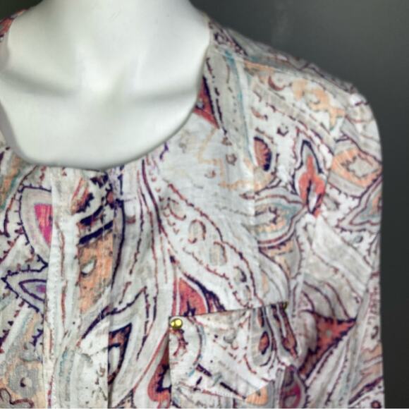 Chico's jacket large linen white pastel pattern print comfortable summer office - Picture 10 of 14